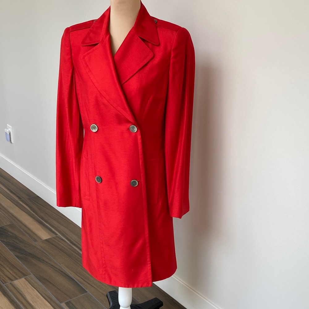 Anne Klein Vibrant Red Trench Coat